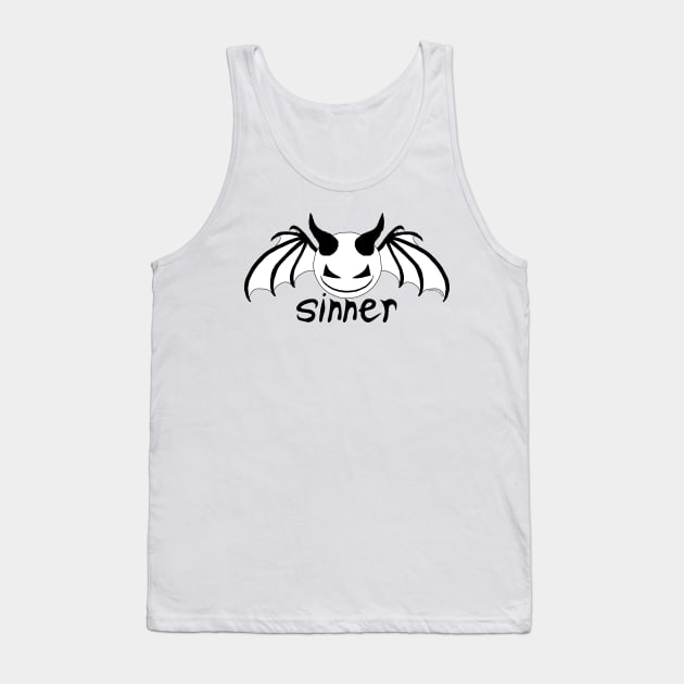 Smiley Sinner - Black on White Tank Top by Scorpious Design